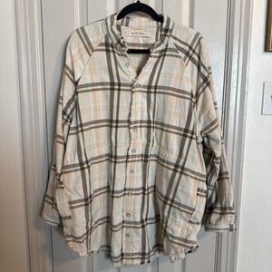 Free People Plaid Button Down Flannel Shirt